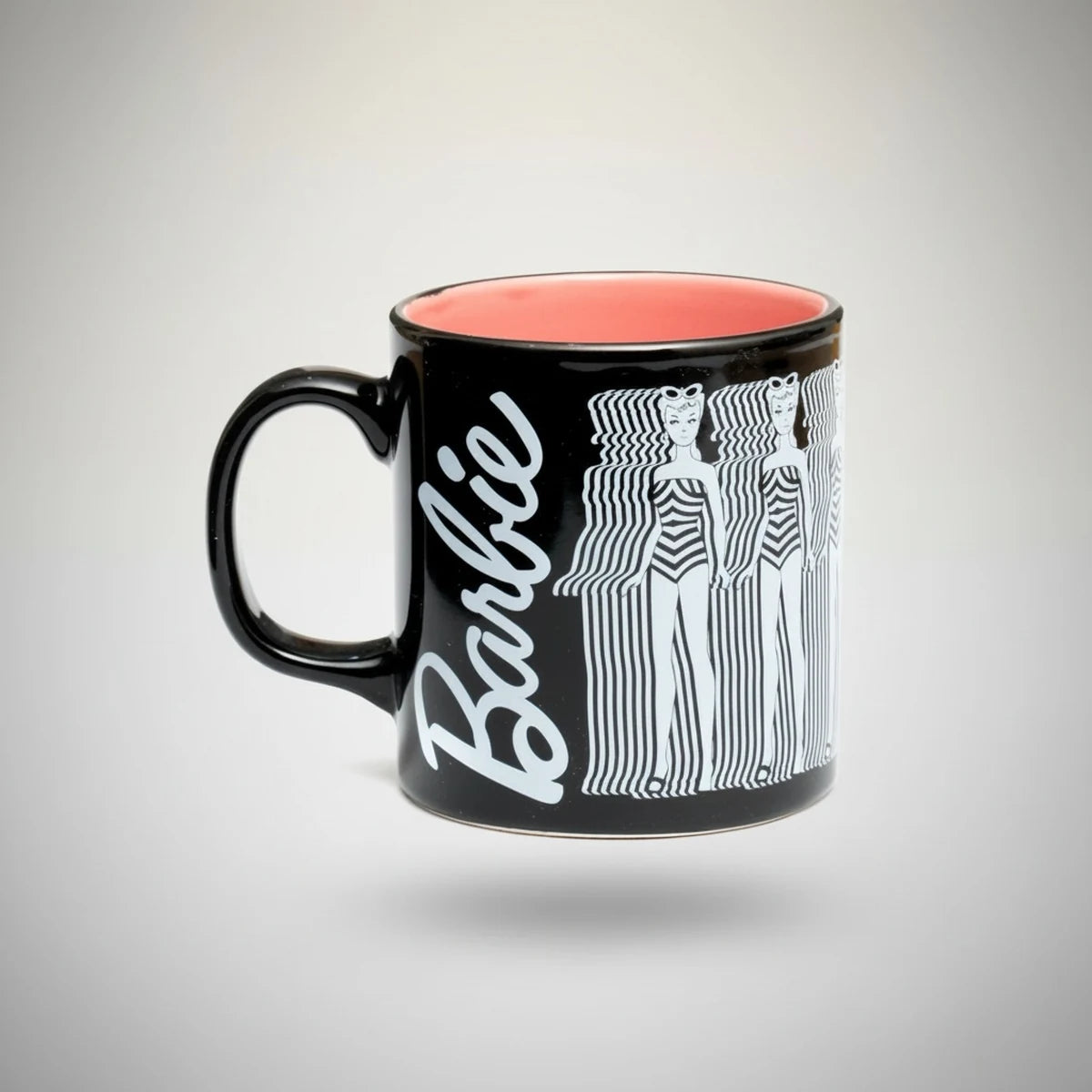 Barbie Mug Siyah Beyaz Gölgeli İç Pembe Dış Siyah — Sihir Dükkanı