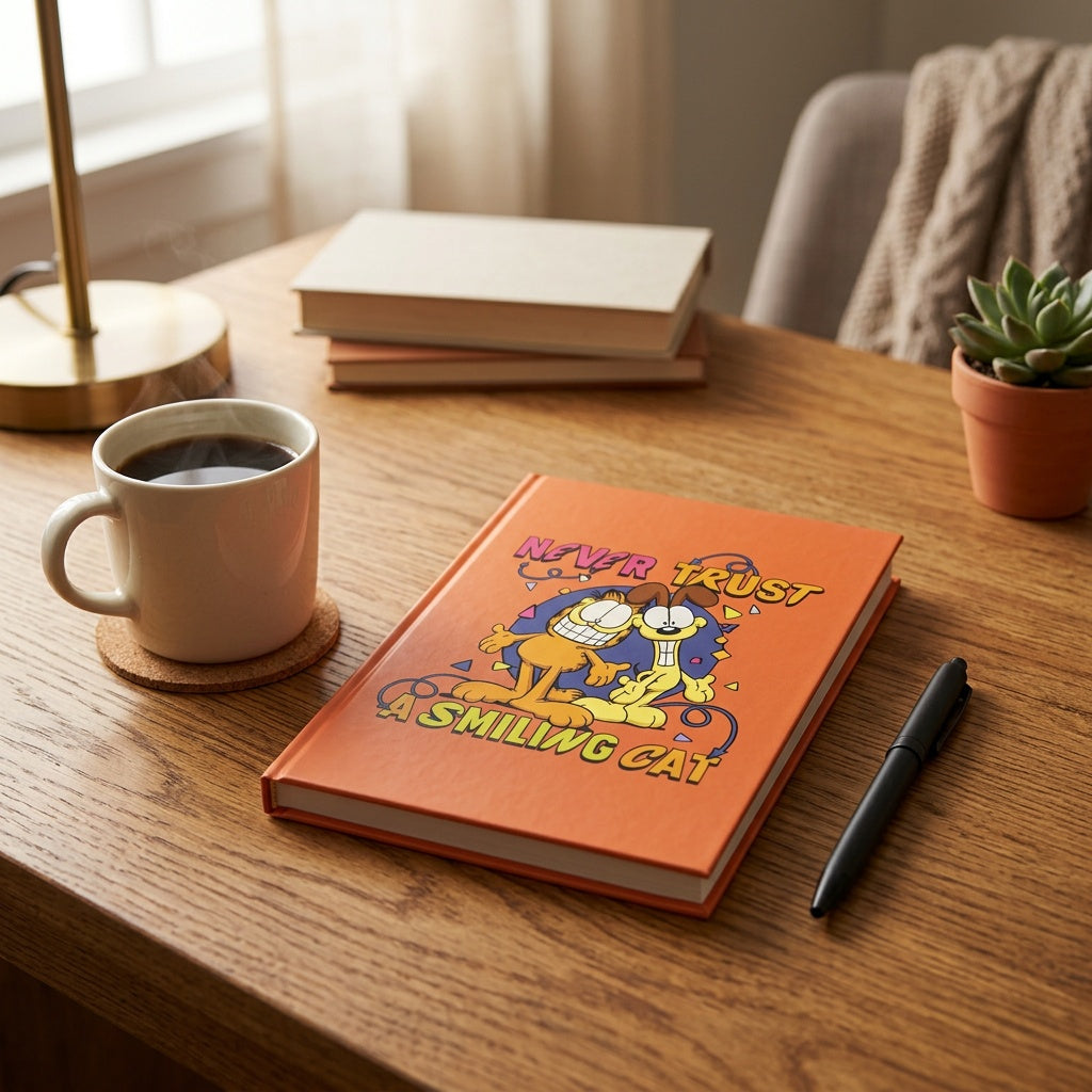 GARFIELD NEVER TRUST A SMILING CAT SERT KAPAK DEFTER (2)
