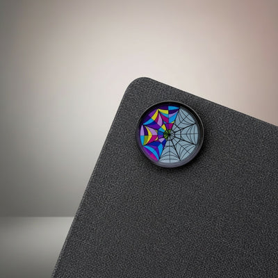 Wednesday Colorful Window pin badge lifestyle