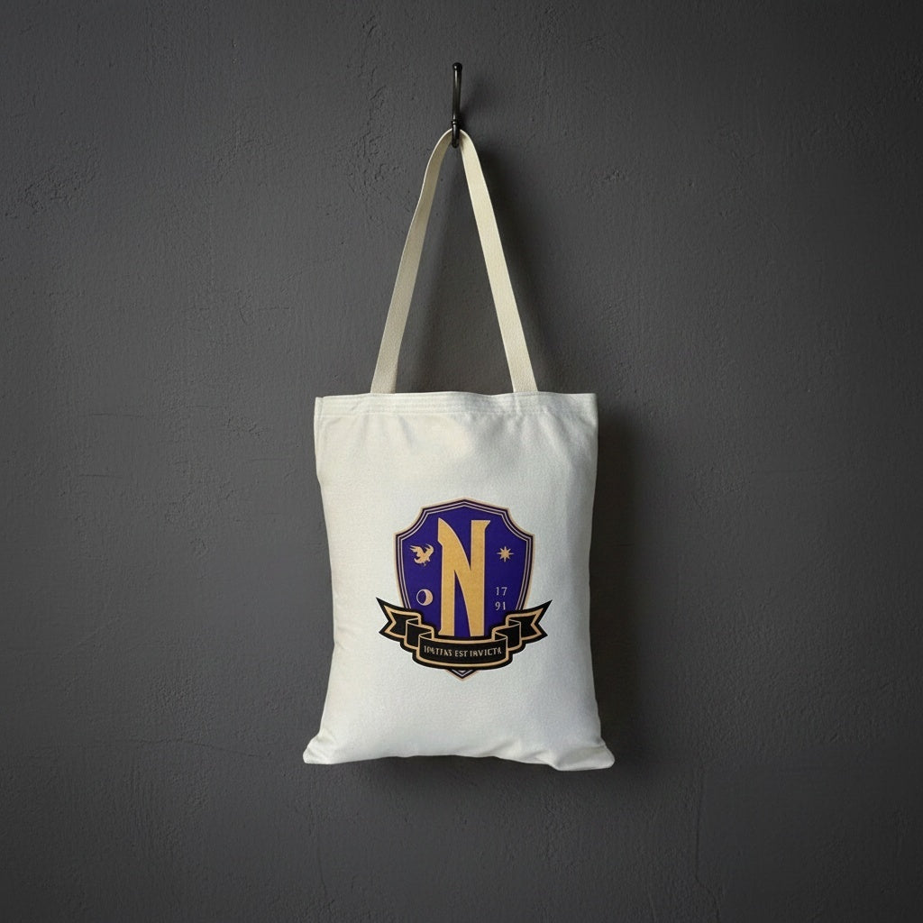Wednesday Nevermore Academy tote bag lifestyle