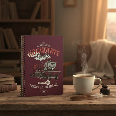 Hogwarts Express notebook lifestyle cozy desk setup