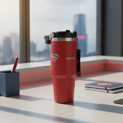 Superman Logolu Travel Mug Termos — Lifestyle
