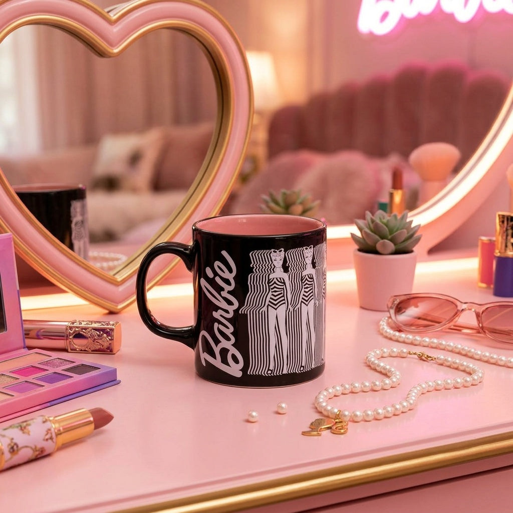 Barbie Mug Siyah Beyaz Gölgeli İç Pembe Dış Siyah (2)