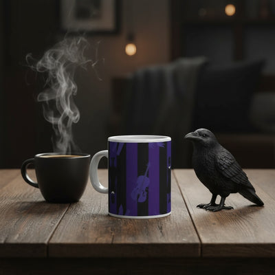 Wednesday Nevermore pattern sublimation mug lifestyle dark