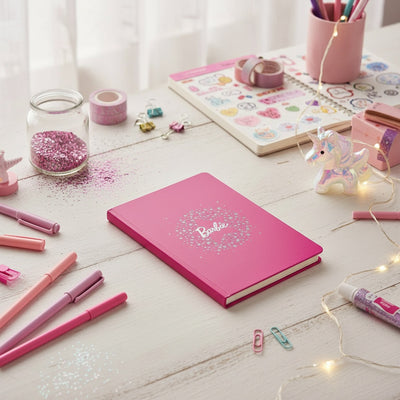 Barbie Işıltılı Baskı Spiralli Butik Defter Noktalı Mor Defter (2)