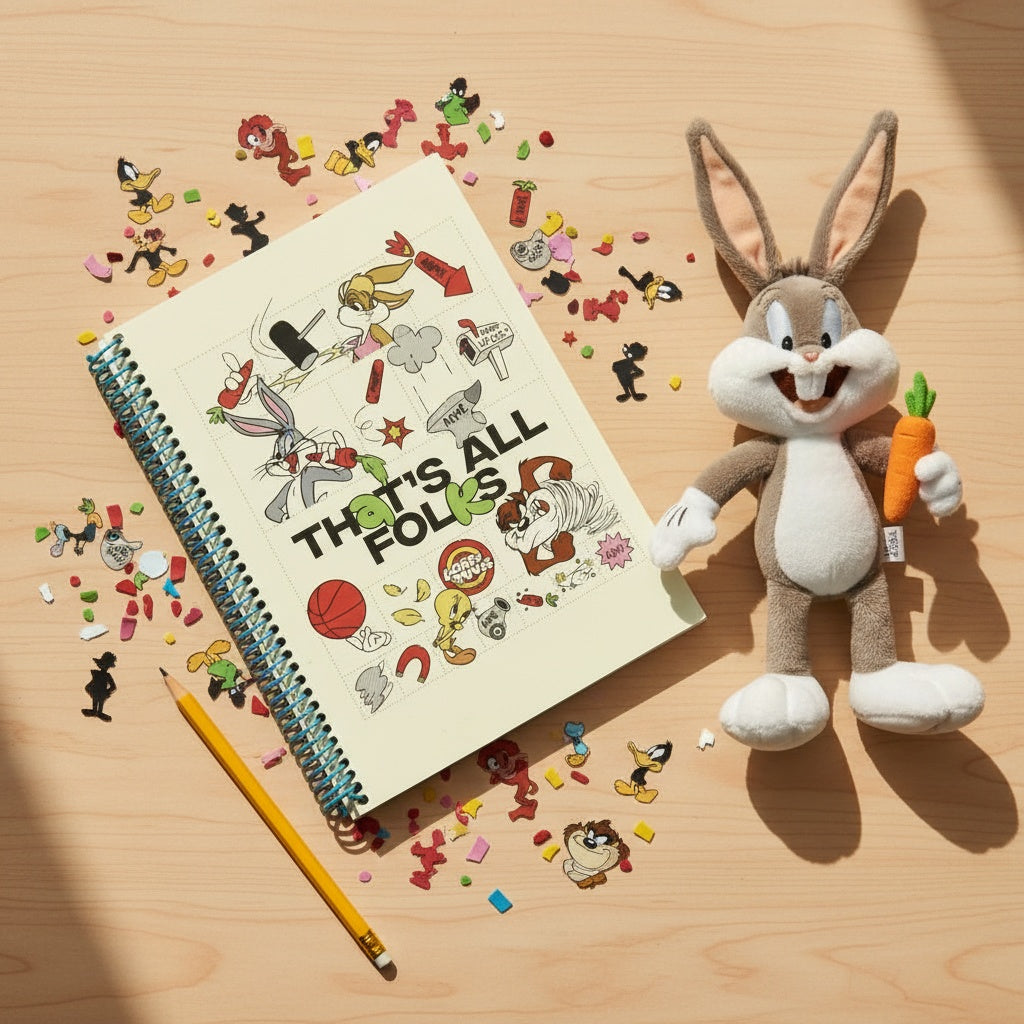 Looney Tunes That's All Folks Spiralli Sert Kapak Defter — Styling Shot